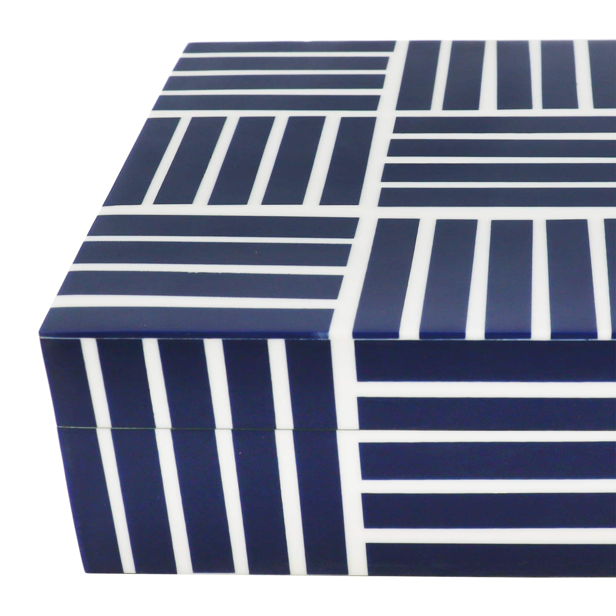 Jonathan Adler x Michaels 9" Blue & White Linear Squares Tabletop Box